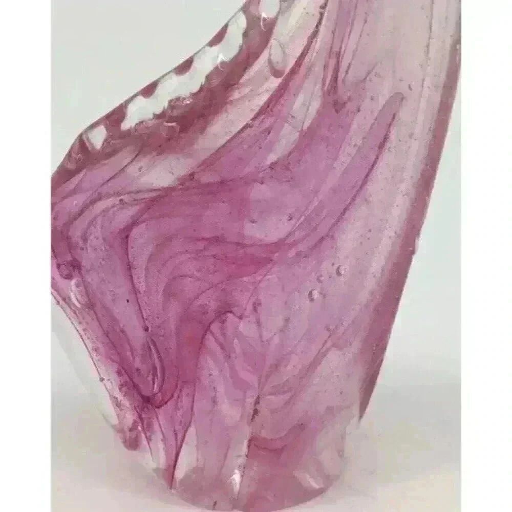 Giraffe Art Glass Paperweight 6" Pink Swirl Figurine Safari Baby Standing - Picture 6 of 8
